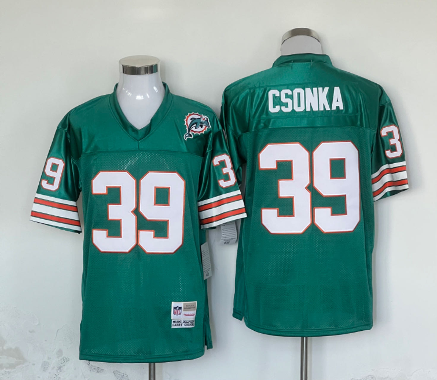 Men's Miami Dolphins Larry Csonka Mitchell & Ness Aqua Legacy Jersey